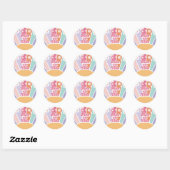 Sticker Rond Neuf est Vibe Retro Sunshine Rainbow Daisy (Feuille)