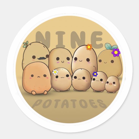 Sticker Rond Neuf pommes de terre (Devant)