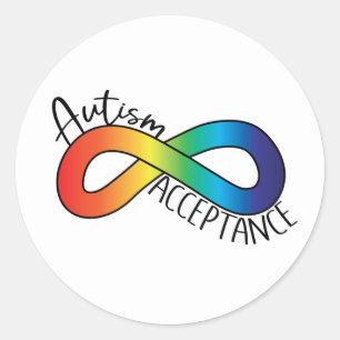 Sticker Rond Neurodiversité Acceptation de l'autisme Arc-en-cie
