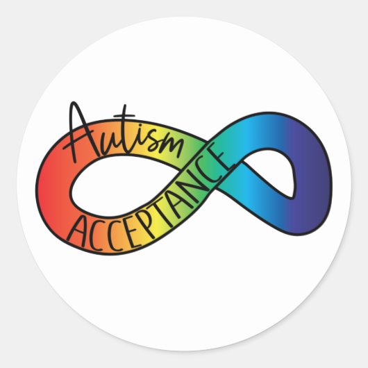 Sticker Rond Neurodiversité Acceptation de l'autisme Arc-en-cie (Devant)