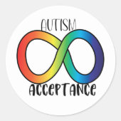 Sticker Rond Neurodiversité Acceptation de l'autisme Arc-en-cie (Devant)
