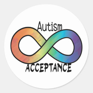 Sticker Rond Neurodiversité Acceptation de l'autisme Arc-en-cie