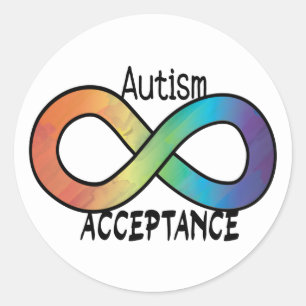 Sticker Rond Neurodiversité Acceptation de l'autisme Arc-en-cie