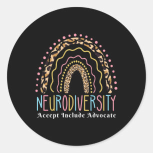 Sticker Rond Neurodiversité Arc-en-ciel Accepter Aimer Autisme