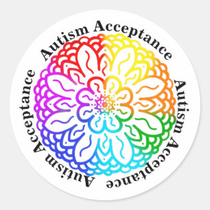 Sticker Rond Neurodiversité Autisme Acceptation Arc-en-ciel