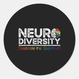 Sticker Rond Neurodiversité Célébrer la santé mentale Adhd Auti