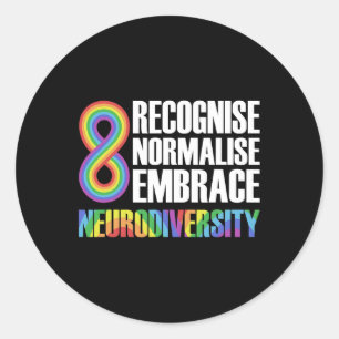 Sticker Rond Neurodiversité de nouveauté Arc en ciel Infinité A