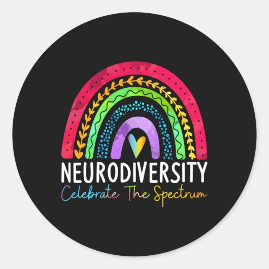 Sticker Rond Neurodiversité Spectre de l'autisme Asd Adhd Rainb (Devant)