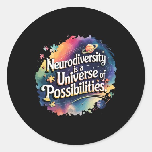 Sticker Rond Neurodiversité Univers Des Possibilités Space Aut (Devant)