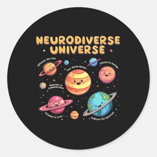 Sticker Rond Neurodiversité Univers Éducation Spéciale Autisme  (Devant)