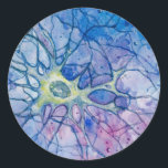 Sticker Rond Neuron aquarelle<br><div class="desc">Besoin et neurone supplémentaire ? Neuron Art ! Pour tous les Geeks de Bio-Science ! Ceci est une illustration aquarelle d'un neurone cultivé que j'ai créé.</div>