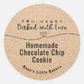 Sticker Rond Neutral Kraft Heart Line Bakery Product (Devant)