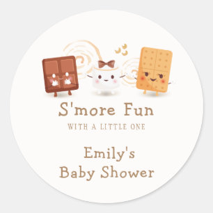 Sticker Rond Neutral Whimsical S'more Baby shower amusant