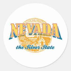 Sticker Rond Nevada - L'État Argent
