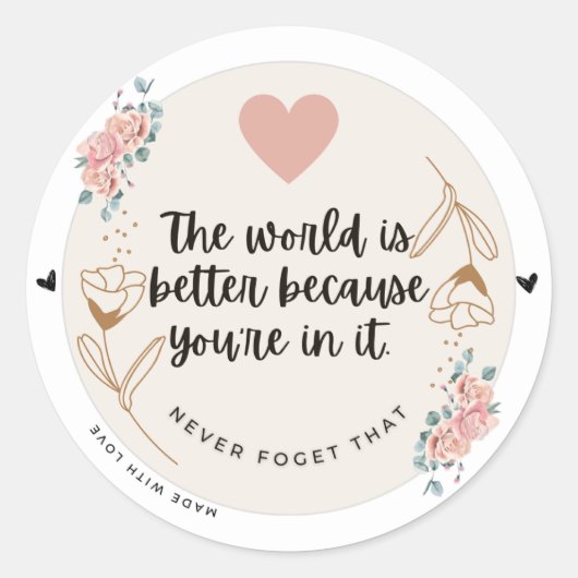 Sticker Rond Never Forget Your Worth (Devant)