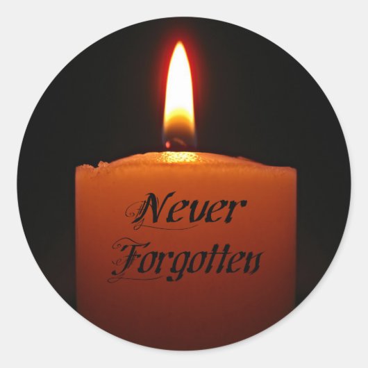 Sticker Rond Never Forgotten Remembrance Candle Flame (Devant)