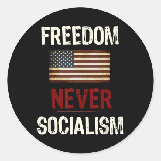 Sticker Rond Never Socialism Anti-socialist Republican  (Devant)