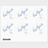 Sticker Rond New Bedford MA Wedding Elegant Navy Blue Map (Feuille)