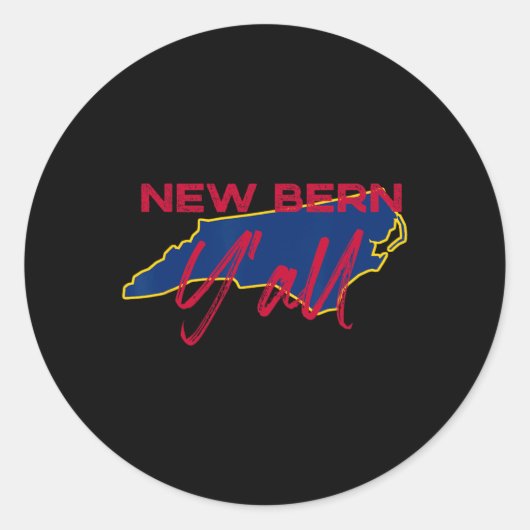 Sticker Rond New Bern North Carolina Y'all Nc Pride State Map C (Devant)