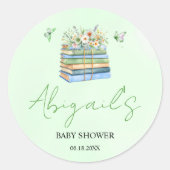 Sticker Rond New Chapter Begins gender neutral baby shower (Devant)