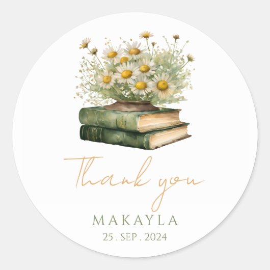 Sticker Rond New Chapter Boho Book Floral Bridal Shower (Devant)