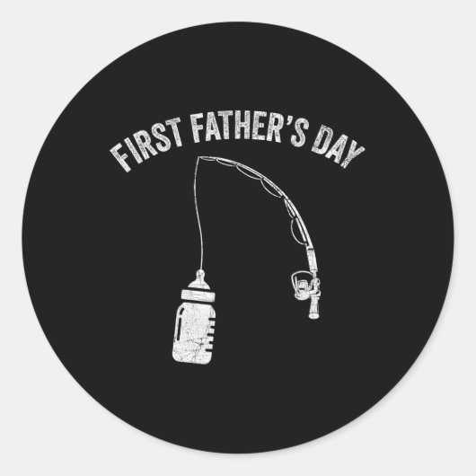 Sticker Rond New Dad Fisherman, First Fathers Day Fishing Dad  (Devant)