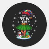 Sticker Rond New Elf Squad Xmas Women Girls Mom Christmas Famil (Devant)