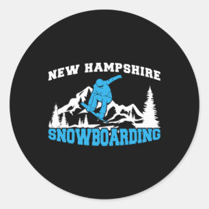 Sticker Rond New Hampshire Snowboard Hiver Et Mountain Spo