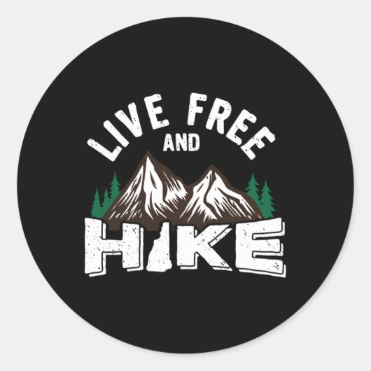 Sticker Rond New Hampshire Vivez Libre Et Randonner Nh Randonné (Devant)