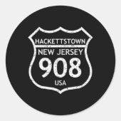 Sticker Rond New Jersey Area Code 908 Hackettstown, Nj Home Sta (Devant)