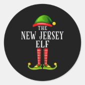 Sticker Rond New Jersey Elf Christmas Matching Family Group Pjs (Devant)