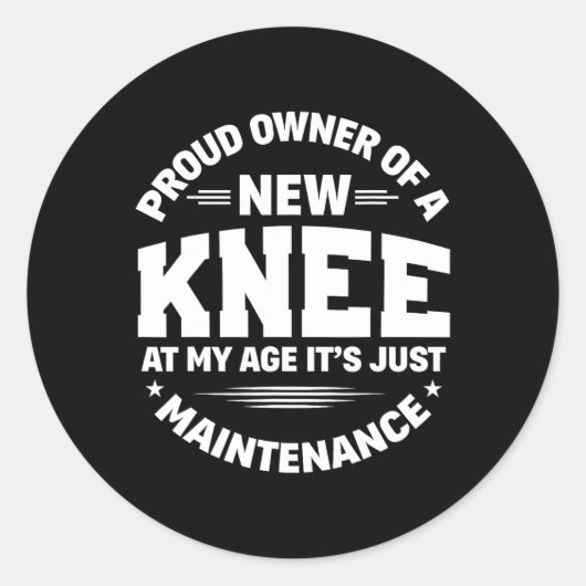 Sticker Rond New Knee Replacement Surgery Get Well Recovery Gag (Devant)