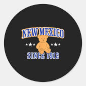 Sticker Rond New Mexico Est. 1912, Nm Usa Patriotic Teddy Bear (Devant)
