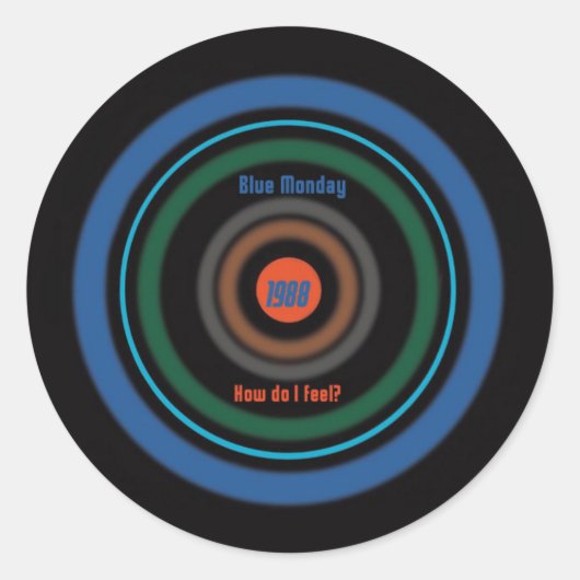Sticker Rond New Order Blue Lundi britannique 80's (Devant)
