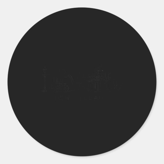 Sticker Rond New Orleans Skyline Line Art Minimalist Design  (Devant)