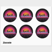 Sticker Rond New Wave Retro Los Angeles (Feuille)