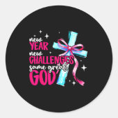 Sticker Rond New Year New Challenges Sam Great God Christian Ne (Devant)