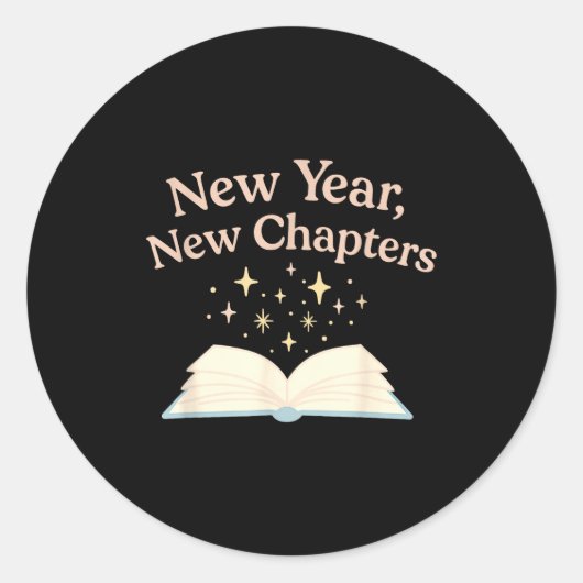 Sticker Rond New Year New Chapters Cozy Reading For Book Lovers (Devant)