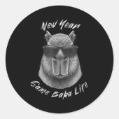 Sticker Rond New Year Same Baka Life Capybara Joke  (Devant)