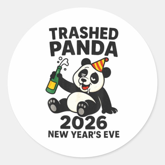 Sticker Rond New Years Eve 2026 Trashed Panda Premium  (Devant)