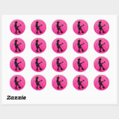 Sticker Rond New York Boogie Nights Guitare Hot Pink (Feuille)