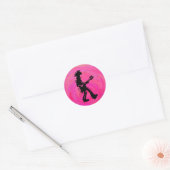Sticker Rond New York Boogie Nights Guitare Hot Pink (Enveloppe)