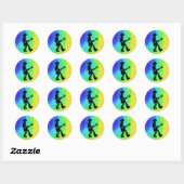 Sticker Rond New York Boogie Nights Guitare Rainbow (Feuille)