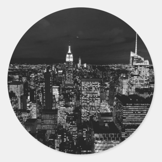 Sticker Rond New York City Night Skyline (Devant)