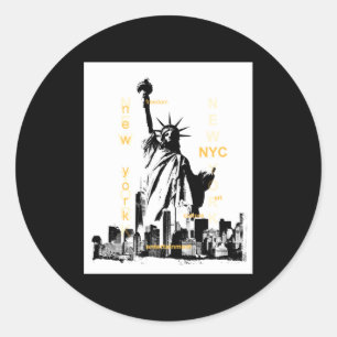 Sticker Rond New York City Ny Nyc Statue de la Liberté