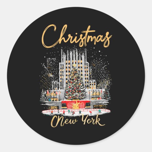 Sticker Rond New York Ny Christmas Girl Trip Matching  (Devant)