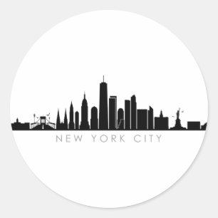 Sticker Rond NEW YORK NYC Manhatten USA City Skyline Silhouette