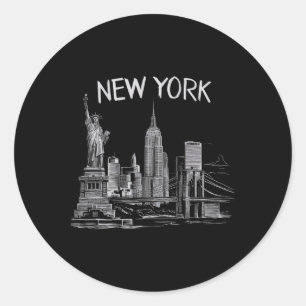 Sticker Rond New York pour hommes femmes Ny City Vintage Urbain