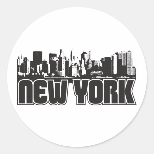 Sticker Rond New York Skyline (Devant)