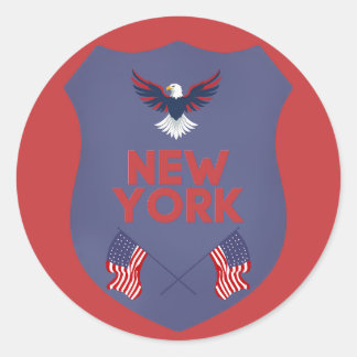 Sticker Rond New York State Pride Patriotic Shield Vinyl